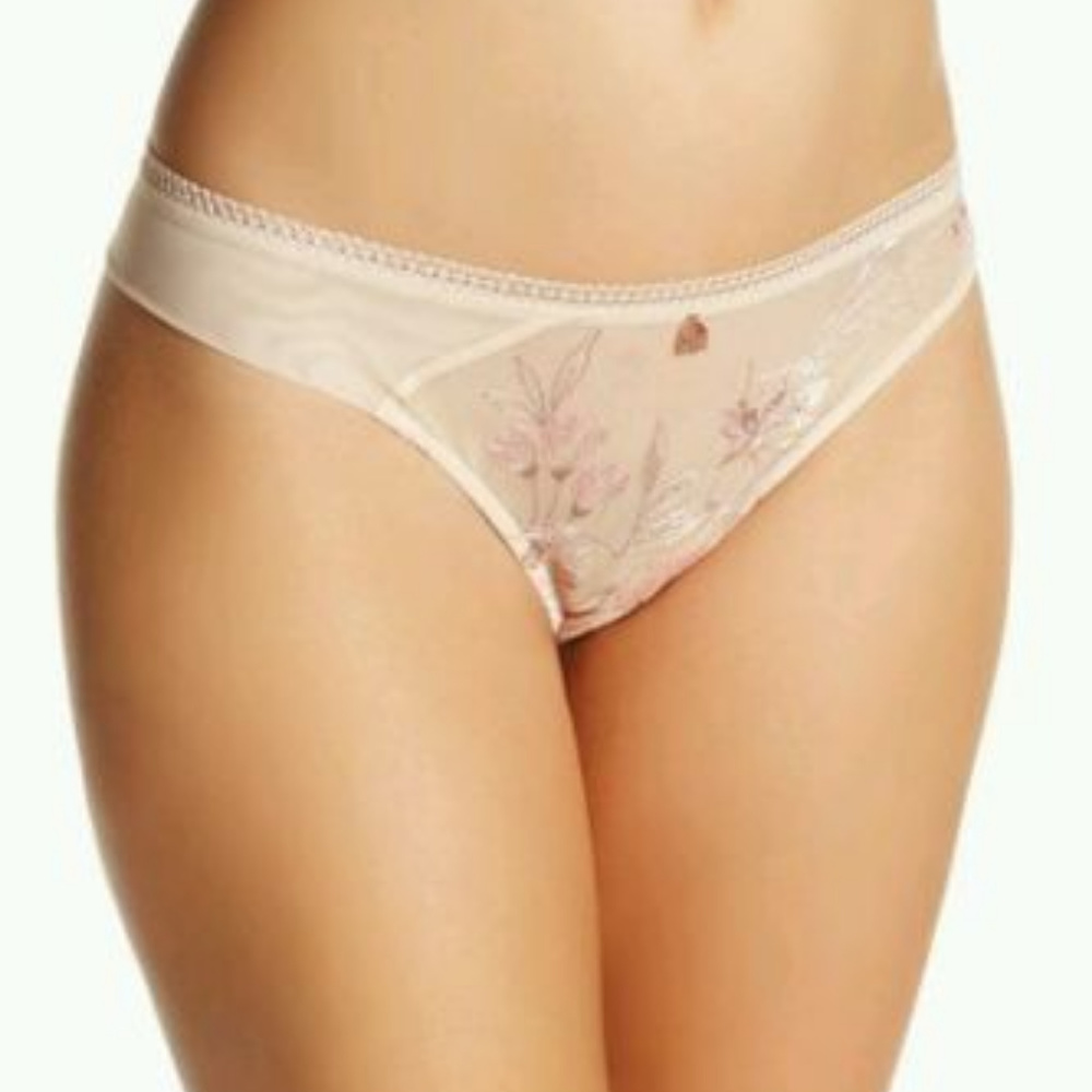 WACOAL SERENITY THONG PANTY SHEER BLUSH XL NWOT